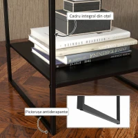 HOMCOM Măsuță de cafea, stil industrial, din oțel, cu 2 rafturi, 40x40x45cm, neagră(m-5)