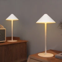 HOMCOM LED-Tischlampe mit USB-Kabel, Touchschalter, Metall, wiederaufladbar, Weiß(m-10)