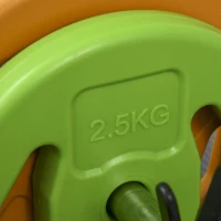 HOMCOM Set Bilanciere e Dischi da 20 kg totali Antiscivolo con 6 Pesi e 2 Clip di Fissaggio, Ø28x130 cm, Multicolore(m-9)