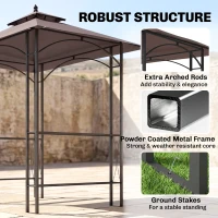 Outsunny 2.5 x 1.5m BBQ Tent Canopy Patio Outdoor Awning Gazebo Party Sun Shelter - Coffee(m-6)