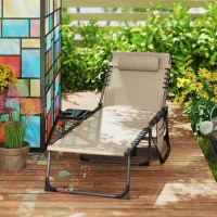 Outsunny Five-Position Reclining Sun Lounger - Beige(m-9)