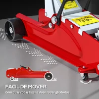 HOMCOM Macaco Hidráulico para Carro 2,5T Altura de Elevação 80-380 mm com Perfil Baixo e Rodas para Automóvel SUV Vermelho(m-6)