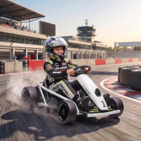 HOMCOM 24 V Elektrische Go-Kart voor Kinderen Tot 13 km/h Gokart met Driftfunctie, Drift-Kart met 2 motoren voor 8–12 jaar Wit(m-11)