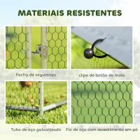 PawHut Galinheiro Exterior 2,8x3,4x1,9 m Cobertura de Tecido Oxford Anti-UV Impermeável Fechos para 10-16 Galinhas Prata(m-5)