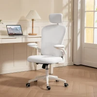 Vinsetto Silla de Oficina de Malla con Respaldo Alto Reposacabezas Ajustable Soporte Lumbar 4D 62x64x120 cm Blanco(m-10)