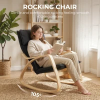 HOMCOM Lounge Chair, Comfortable Relax Rocking Chair with Headrest, 67W x 92D x 89H cm, Black(m-4)