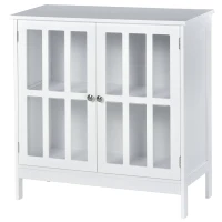 kleankin Badezimmerschrank Küchenschrank Vitrine mit 2 Türen Sideboard Kommode Vitrinenschrank MDF Acryl Weiß 80 x 36 x 80 cm(m-1)