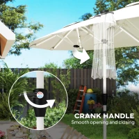 Outsunny 3 m Double-Sided Garden Parasol with LED Solar Lights, Tilt, Outdoor Extra Large Sun Umbrella with Crank Handle, Cream(m-8)