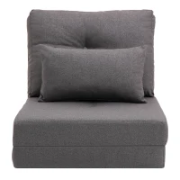 HOMCOM Bodensessel Klappmatratze Schlafmatte, 2-in-1-Design, abnehmbares Kissen, 60 x 80 x 56 cm, Dunkelgrau(m-11)