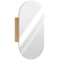 HOMCOM Armoire murale salle de bain avec miroir ovale 45 x 90 cm moderne sans cadre bois naturel(m-1)
