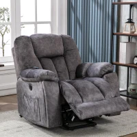 Power Lift Electric Recliner Chair with Heat and Vibration, Massage Chair with USB Ports and Side Pockets, Easy Assembly, 100x95x105 cm, Grey(m-1)
