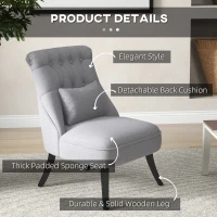 HOMCOM Tub Chair, Armless Single Sofa, Modern Button Tufted Armchair, Upholstered Linen Fabric Longue Accent Chair for Living Room, Bedroom, Set of 2, Grey(m-4)