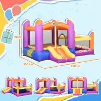 Outsunny Kids Bouncy Castle House Inflatable Trampoline Slide Water Pool 3 in 1 with Blower Indoor Outdoor for Kids Age 3-8 Multi-Colour 2.8 x 2.5 x 1.7m(m-3)