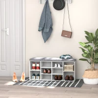 HOMCOM Scarpiera Panchina 8-10 Paia di Scarpe Ripiani Regolabili, Legno, Bianco, 104 x 30 x 48 cm(m-10)