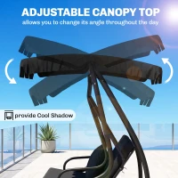 Outsunny Three-Person garden Swing Chair, with Adjustable Canopy - Black(m-5)