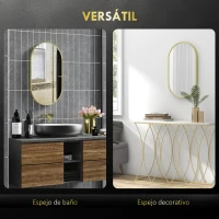 HOMCOM Espejo de Baño Ovalado 40x70 cm Espejo Decorativo de Pared con Marco de Aluminio para Salón Horizontal o Vertical Dorado(m-4)