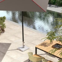Outsunny Base per Ombrellone Quadrata in Granito da 21 kg con Maniglie e 2 Manopole Regolabili, Grigio(m-8)