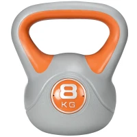 SPORTNOW Pesa Rusa 8 kg Revestimiento de PU y Relleno de Arena para Entrenamiento de Fuerza 20x14x24 cm Naranja y Gris(m-12)