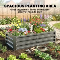 Outsunny Rectangle Raised Garden Bed Box with Weatherized Steel Frame for Vegetables, Flowers, & Herbs, 120 cm x 60 cm x 30.5 cm, Light Grey(m-4)