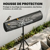 Outsunny Radiateur Infrarouge sur Pied 2500 W IP65, Télécommande, Minuterie, 3 Niveaux, Hauteur Réglable, 87x81x180cm, Noir(m-6)