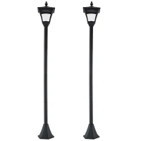 Outsunny Set of 2 Outdoor Garden Solar Post Lamp Sensor Dimmable LED Lantern Bollard IP44 Energy-saving 1.2M Tall, Black(m-1)