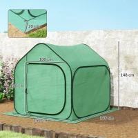 Outsunny Serra a Casetta Pieghevole con Ingresso a Cerniera, in Acciaio e PE, 150x148x148 cm, Verde(m-3)