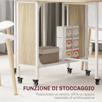HOMCOM Tavolo da Pranzo Pieghevole per 6 Persone max con Ripiano, in Legno e Metallo, 130x80x74 cm, Bianco e color Legno(m-5)