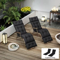 Outsunny Set of Two 190 x 56cm Sun Lounger Cushions - Black(m-9)