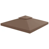 Outsunny Tetto di Ricambio per Gazebo 3x3m a 2 Livelli e Resistente ai Raggi UV, Caffè(m-2)