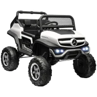 HOMCOM Voiture électrique 4x4 pour enfants de 3 à 8 ans Mercedes-Benz Unimog avec télécommande roues suspendues klaxons blanc(m-12)