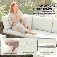 Outsunny Conjunto de Jardim Exterior de Rattan de 6 Peças com Cadeira de Canto, 2 Cadeiras sem Braços, Apoio para Pés e Mesa, Amarelo(m-6)
