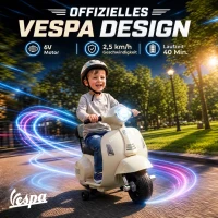 AIYAPLAY Elektro Motorrad Kinder Mini Vespa GTS 6V Elektromotorrad mit Lithium-Akku Ergonomischer Sitz Rückenlehne 1,5-3 Jahren(m-4)