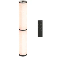 HOMCOM Candeeiro de Pé Moderno Candeeiro de Sala com Brilho Temperaturas de Cor Ajustáveis 3000K-6000K Controle Remoto Magnético Temporizador para Quarto Escritório Decoração Ø20x135 cm Bege(m-11)