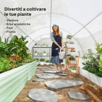 Outsunny Serra a Tunnel 8x3x2 m con Rivestimento in Plastica e Acciaio Rinforzato, Bianco(m-7)
