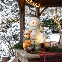 HOMCOM Figurka bałwana 43 cm z MGO z lampionem LED i timerem, do wejścia i przy drzwiach(m-8)