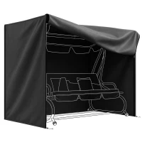 Outsunny Husă pentru Balansoar de Grădină cu 3 Locuri, Impermeabilă și Anti-UV, 220x125x172 cm, Negru(m-11)