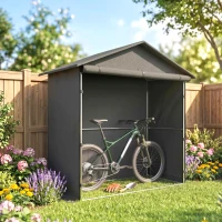 Outsunny Capanno da Giardino 1.1x2 m con Porta Avvolgibile, Tenda Garage per Bici e Moto, Grigio Scuro(m-7)