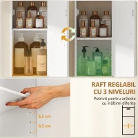 HOMCOM Dulap de Baie cu Sertar și Raft, Îngust, Alb(m-6)