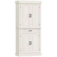 HOMCOM Credenza Cucina con 2 Armadietti e Cassetto in Stile Coloniale, 80x35x180cm Bianco(m-11)