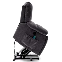 Power Lift Electric Recliner Chair with Heat and Vibration, Massage Chair with USB Ports and Side Pockets, Easy Assembly, 100x95x105 cm, Grey(m-11)