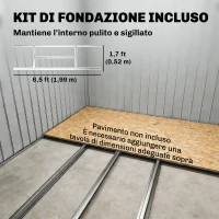 Outsunny Casetta da Giardino Porta Utensili in Lamiera con Porte Scorrevoli, 213x130x185 cm, Grigio(m-24)