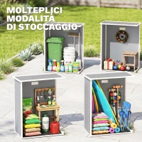 Outsunny Casetta da Giardino Porta Attrezzi in Resina con Porta Bloccabile, Finestra e Presa d'Aria, Grigio(m-7)
