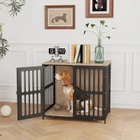 PawHut Dog Crate Furniture with Anti-Chew Resistant Mesh, Anti-Escape Single Door, for Medium Dogs, 80 x 55 x 72 cm(m-10)