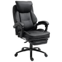 Vinsetto Silla de Oficina Ergonómica Silla de Escritorio Ajustable en Altura con Respaldo Inclinable hasta 130° Función Basculante y Resposapiés Retráctil Acero 65,5x79x112-118 cm Negro(m-12)