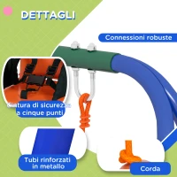 Outsunny Altalena da Giardino 2 in 1 per Neonati e Bambini da 6 Mesi a 8 Anni, Arancione e Blu(m-7)