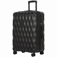 HOMCOM 77cm 98L Suitcase, Lightweight ABS Hard Shell Carry On Luggage with TSA Lock, Spinner Wheels, Telescopic Handle, Black(m-1)