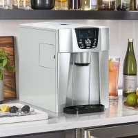 HOMCOM Ice Maker Machine and Water Dispenser, Counter Top Ice Cube Maker for Home with 3L Tank, Adjustable Cube Size, 9 Ice Cubes per 6-10 Minutes, No Plumbing Required, Silver(m-2)