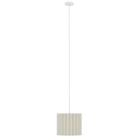 HOMCOM Linen Pendant Light, Bedside Ceiling Lamps with E27 Bulb, Modern Hanging Lights for Living Room, Bedroom, Kitchen, Hallway, White(m-1)