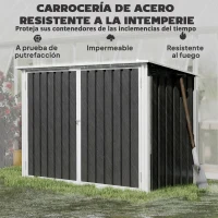 Outsunny Cobertizo para Contenedor de Basura Doble con Tapa Abatible y Puertas Doble 179,5x108x129,5 cm Gris Oscuro(m-8)