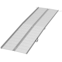 HOMCOM Rampa per Sedia a Rotelle e Scooter per Disabili Pieghevole e Antiscivolo in Alluminio, 305x73.5x5 cm, Argento(m-10)